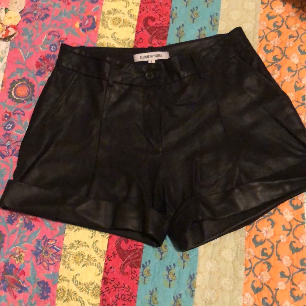 Elizabeth and James pleated leather shorts